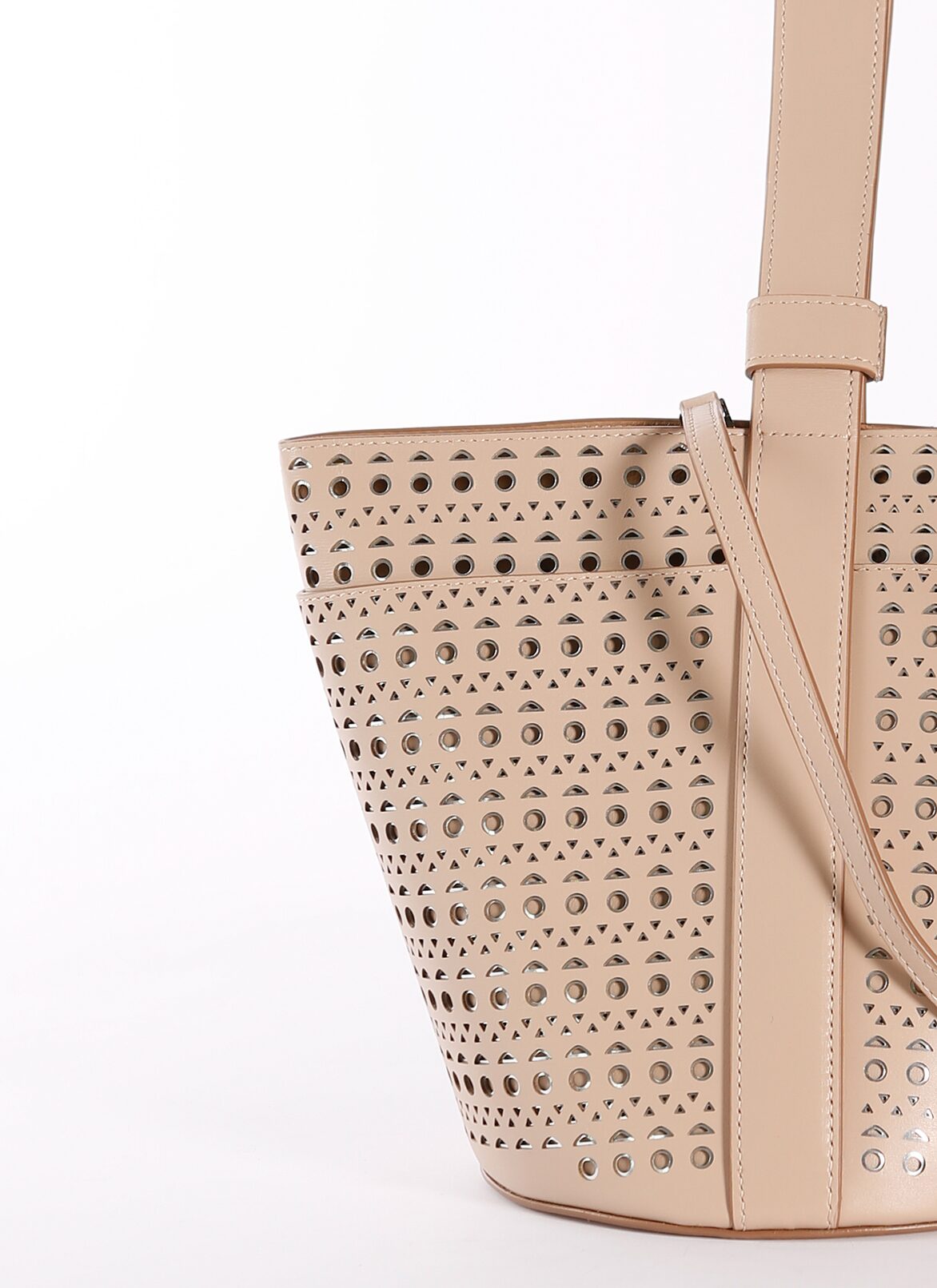 SAF CLOSE PM C.LUX MICRO VIENNE DOUBLE SAND/SILVER ALAÏA SANDY  SAF CLOSE PM C.LUX MICRO VIENNE DOUBLE SAND/SILVER